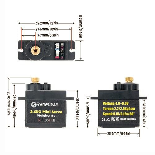 RampCrab RC Steering Servo with Mount and Horn for TRX4M RC Car, 1/18 Upgrades Parts, Suitable for TRX4-M Bronco Defender K10 (Black Horn), 2Sets - size: 2-Sets