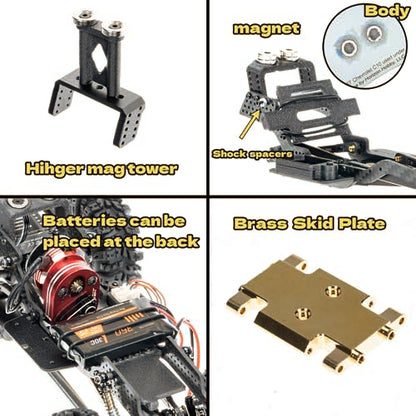 Carbon Fiber Chassis Kit for SCX24, 7° Angled Skid, LCG Chassis Kit for Axial SCX24 C10 Upgrade Parts, JLU, Bronco, Deadbolt, Golden - color: Gold