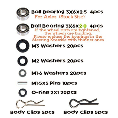 Button Head Screws Kit for SCX24 AX24 RC Car, 372Pcs, Hardened Steel Grade 12.9 Screws, Bearing & Screws Set with Box for 1/24 RC Crawler Car Axial SCX24 C10 Deadbolt JLU Gladiator Bronco