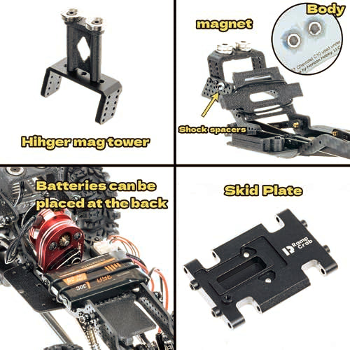 Carbon Fiber Chassis Kit for SCX24, 7° Angled Skid, LCG Chassis Kit for Axial SCX24 C10 Upgrade Parts, JLU, Bronco, Deadbolt, Silvery - color: Silver