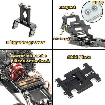 Carbon Fiber Chassis Kit for SCX24, 7° Angled Skid, LCG Chassis Kit for Axial SCX24 C10 Upgrade Parts, JLU, Bronco, Deadbolt, Silvery - color: Silver
